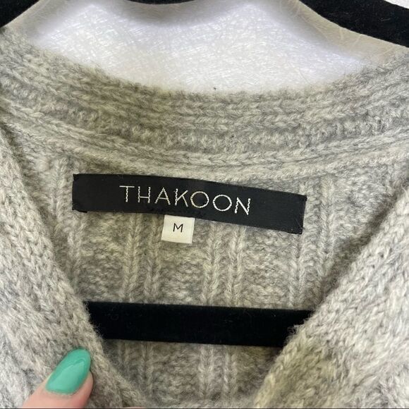 Thakoon Merino Wool Cable Knit Color Block Sweater M - Picture 2 of 5